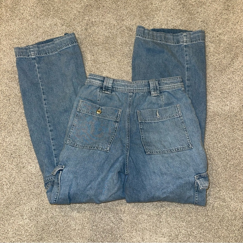 Forever 21 Light Blue Wide Leg Cargo Jeans - Picture 5 of 9